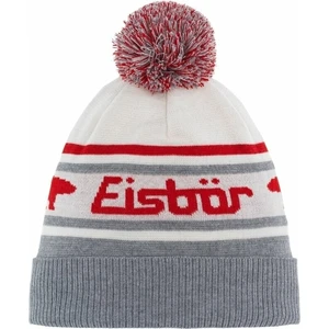 Eisbär Chani OS Pompon Beanie Gri/Alb/Roșu UNI Căciulă