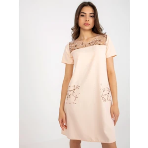 Light peach loose cocktail dress