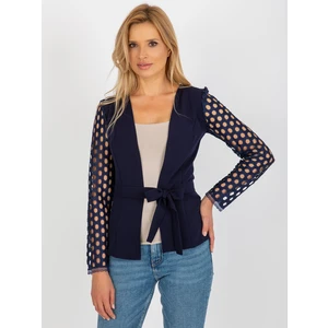 Lady's dark blue jacket with decorative sleeves