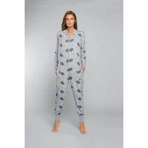 Women's Nala long-sleeved jumpsuit, long trousers - wild melange