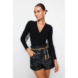 Trendyol Black Tasseled Knitted Body