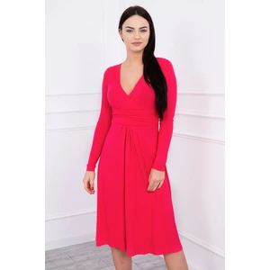 Dress cut under the bust, long sleeve fuchsia