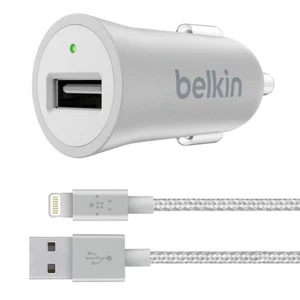 Autós töltő Belkin MIXIT 2.4A + kábel lightning konnektorral, Silver
