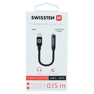 Audio adapter Swissten USB-C/Jack (anya) 0.15m, fekete