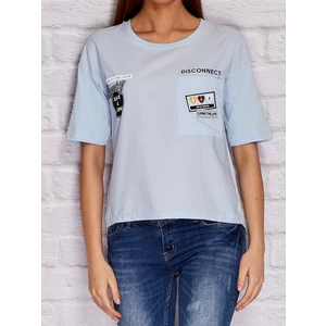 YUPS Box blouse with patches blue
