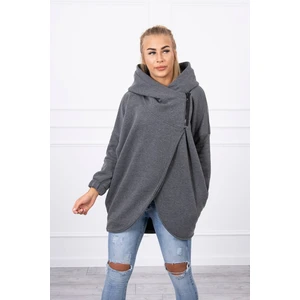 Sweatshirt with short zipper graphite melanż