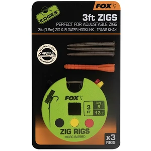 Fox návazec zig rigs 3 ft 0.9 m 3 ks háček 8 nosnost 12 lb