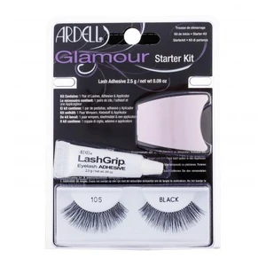 Ardell Glamour 105 darčeková kazeta umelé riasy Glamour 1 pár + lepidlo na riasy LashGrip 2,5 g + aplikátor 1 ks pre ženy Black