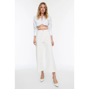 Trendyol Ecru 100% Organic Cotton High Waist Culotte Jeans