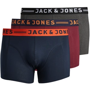 Jack&Jones PLUS 3 PACK - pánske boxerky JACLICHFIELD 12147592 Burgundy 3XL