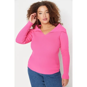 Trendyol Curve Fuchsia Boat Neck Thin Knitwear Blouse