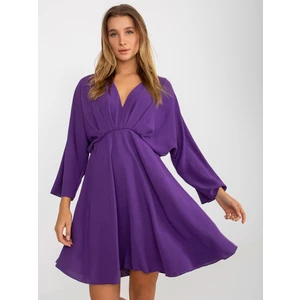 Dark purple airy dress with neckline by Zayn