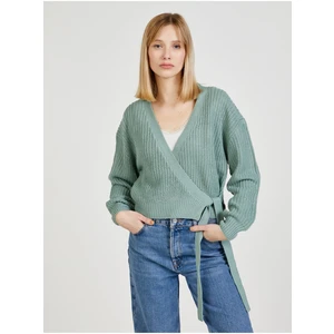 Green Ribbed Wrap Cardigan ONLY Breda - Women