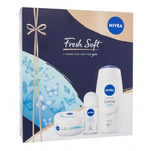 Nivea Fresh Soft dárková kazeta sprchový gel Creme Soft 250 ml + antiperspirant roll-on Fresh Natural 50 ml + hydratační krém Soft 100 ml