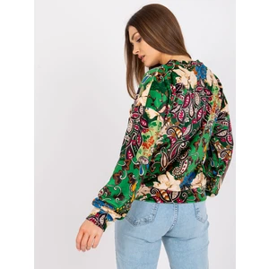 Green women's blouse with Ruby print