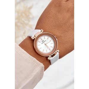 Classic women's leather watch Giorgio & Dario white