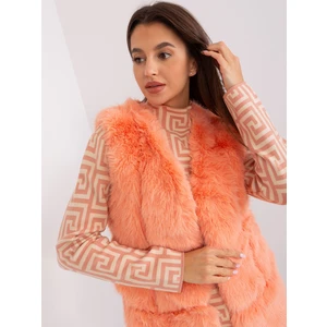 Peach fur vest with lining