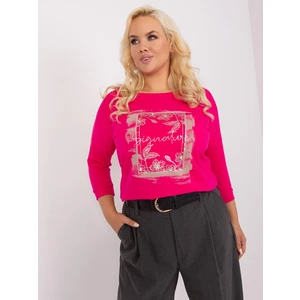 Fuchsia women's blouse plus size with print