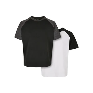 Boys Raglan Contrast Tee 2-Pack White/Black+Black/Charcoal