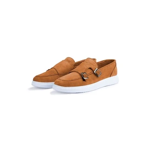 Ducavelli Airy Genuine Leather and Suede Men's Casual Shoes, Suede Loafers, Summer Shoes Tan.