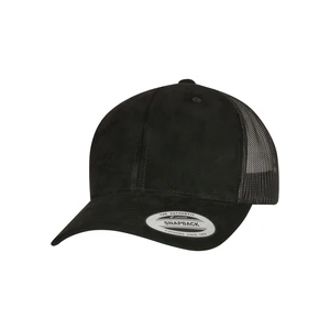 Suede Leather Trucker Cap Black