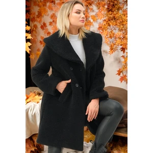 Z6776 DEWBERRY WOMEN'S COAT-PLAIN BLACK