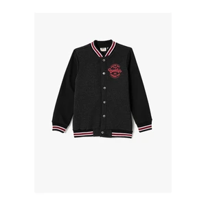 Koton College Jacket with Snap Buttons Printed