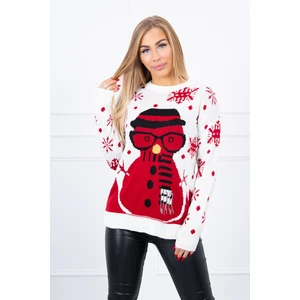 Christmas sweater with a snowman ecru