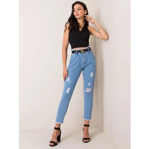 RUE PARIS Blue ripped high waist jeans