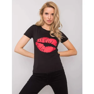 OCH BELLA Black cotton t-shirt with a print