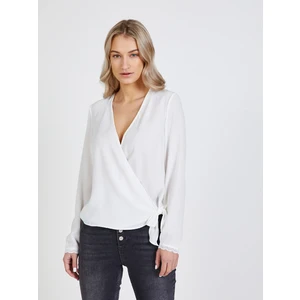 White Blouse with Decorative Sleeves CAMAIEU - Women