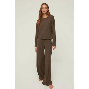 Trendyol Brown Knitted Pajamas Set