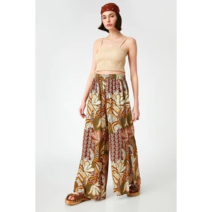 Koton High Waist Patterned Wide Leg Trousers