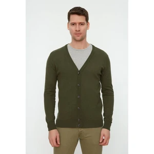 Trendyol Khaki Men's Slim Fit V-Neck Buttoned Cardigan