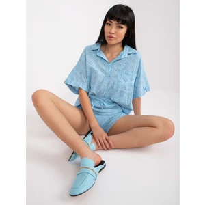 A blue cotton summer set with a shirt