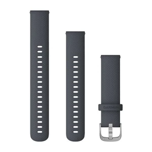 Remienok Garmin Quick Release 18mm, silikonový tmavě šedý, stříbrná přezka (010-12924-30) náhradní řemínek k hodinkám • s přezkou • systém Quick Relea