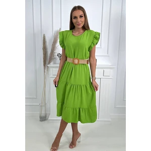 Dress with ruffles light green