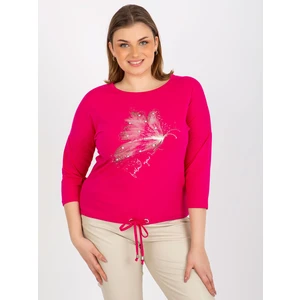 Plus size fuchsia blouse with appliqué and hem