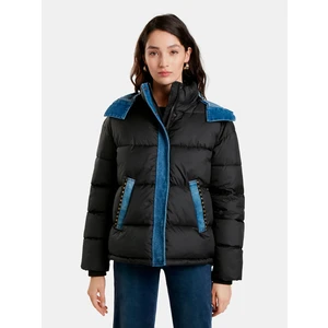 Blue-Black Desigual Austen Womens Winter Jacket - Ladies