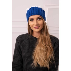 Beanie with fleece Milano K203 ecru + cornflower