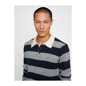 Koton Basic Knitwear Sweater Polo Collar Button Detailed