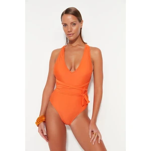 Trendyol Pomegranate Blossom V-Neck Alternative Use Regular Leg Swimsuit