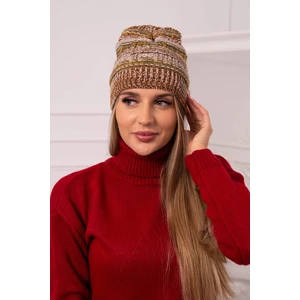 Cap with fleece Patrycja K254 khaki+camel