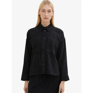 Black Ladies Striped Shirt Jacket Tom Tailor - Women