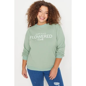 Trendyol Curve Plus Size Sweatshirt - Green - Relaxed fit