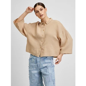 Béžová oversize košile VERO MODA Natali - Dámské