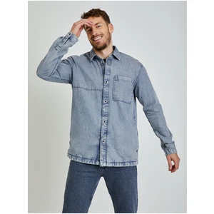 Light Grey Men's Denim Shirt Tom Tailor Denim - Men's