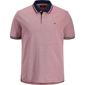 Jack&Jones PLUS Pánské polo triko Slim Fit JJEPAULOS 12143859 Rio Red 4XL