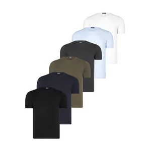 SIX SET T8569 DEWBERRY BIKE COLLAR T-SHIRT-BLACK-WHITE-BLUE-NAVY BLUE-ANTHRACITE-KHAKI