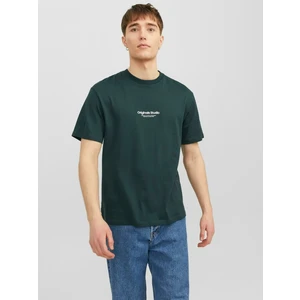 Dark Green Men's T-Shirt Jack & Jones Vesterbo - Men